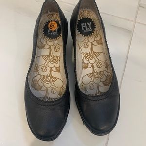 FLY London black wedges